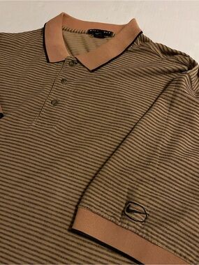VINTAGE 90’s Nike Golf Short Sleeve Striped Brown Tan Polo Shirt XL Swoosh PGA
